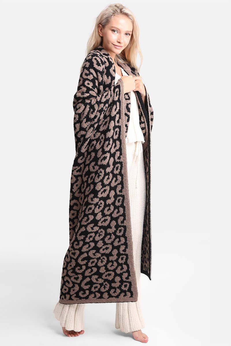 Leopard Print Luxury Soft Throw Blanket: COFFEE / ONE SIZE - KJ Clothier