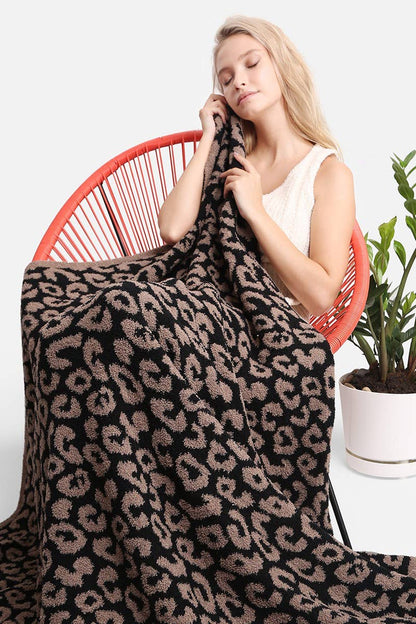 Leopard Print Luxury Soft Throw Blanket: COFFEE / ONE SIZE - KJ Clothier