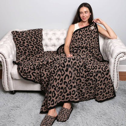 Leopard Print Luxury Soft Throw Blanket: COFFEE / ONE SIZE - KJ Clothier