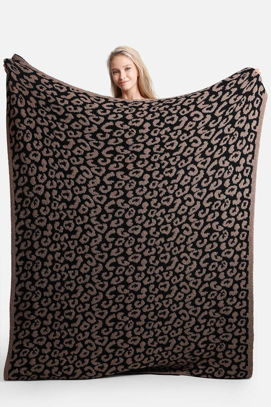 Leopard Print Luxury Soft Throw Blanket: COFFEE / ONE SIZE - KJ Clothier