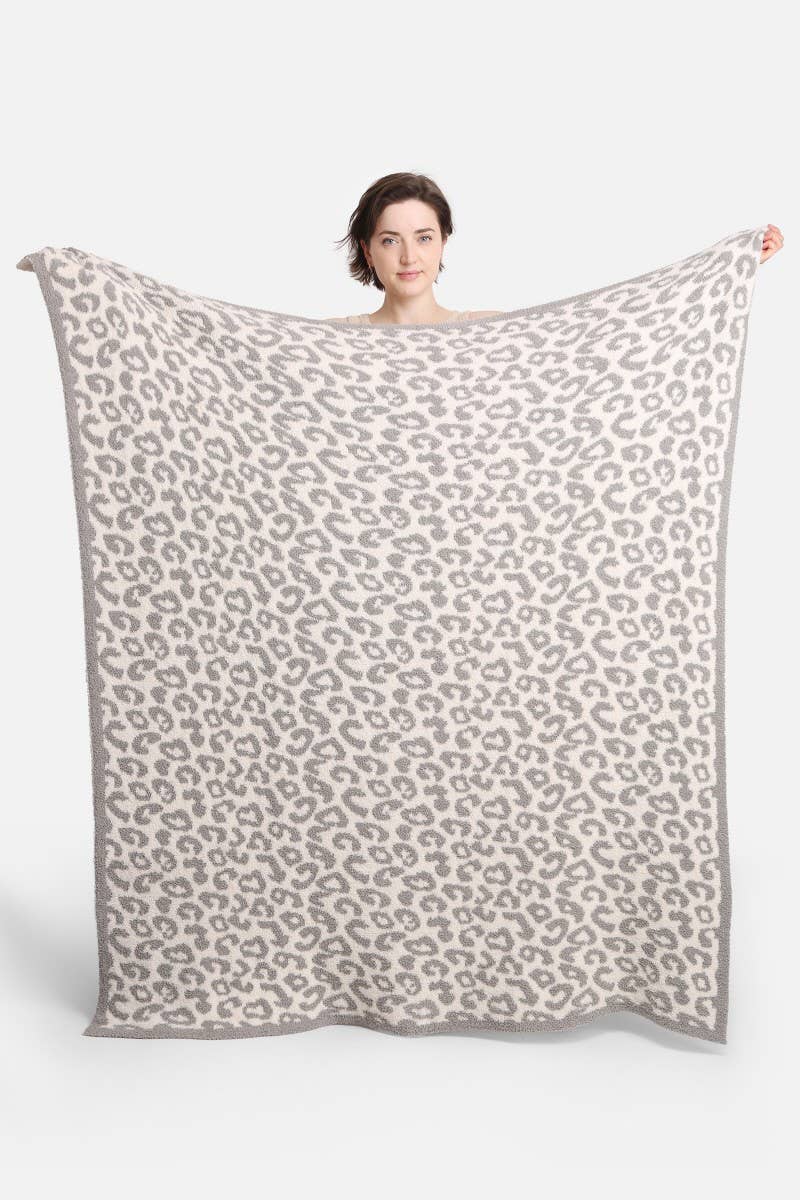 Leopard Print Luxury Soft Throw Blanket: GREY / ONE SIZE - KJ Clothier