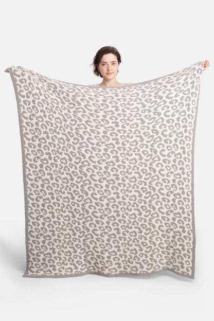 Leopard Print Luxury Soft Throw Blanket: GREY / ONE SIZE - KJ Clothier