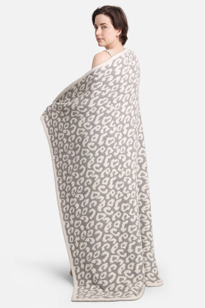 Leopard Print Luxury Soft Throw Blanket: GREY / ONE SIZE - KJ Clothier