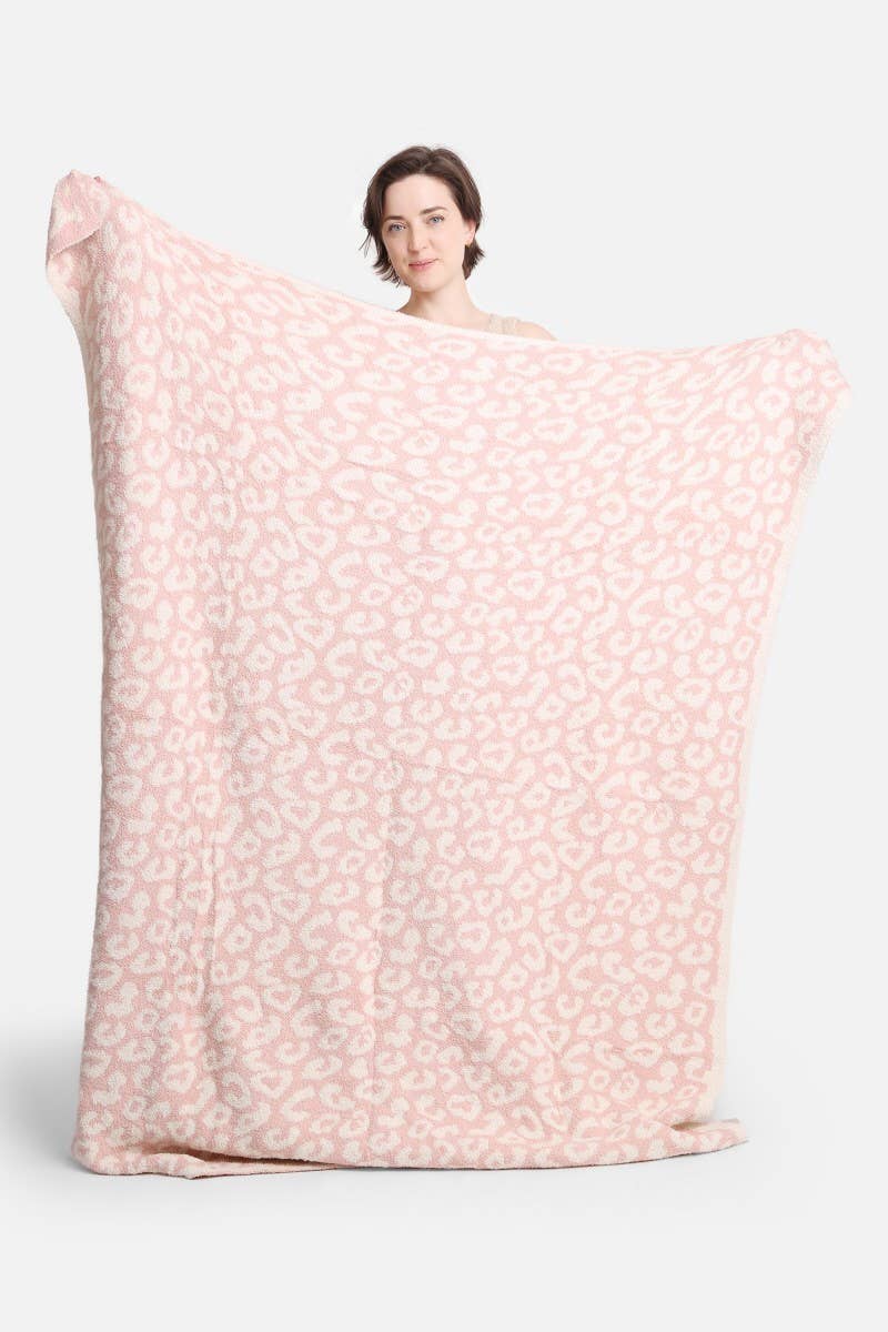 Leopard Print Luxury Soft Throw Blanket: PINK / ONE SIZE - KJ Clothier