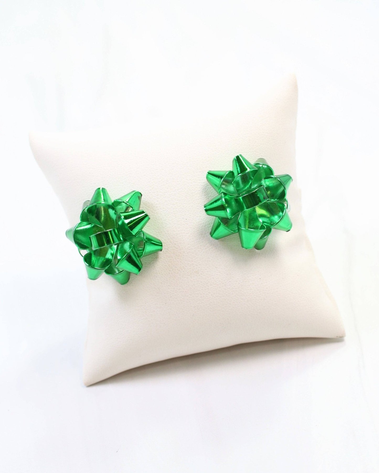 Let's Wrap Large Bow Stud Earring - Green - KJ Clothier