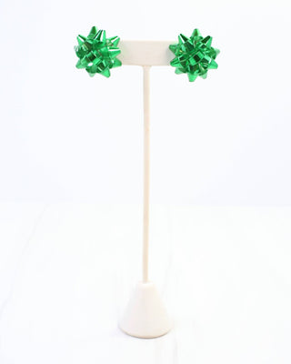 Let's Wrap Large Bow Stud Earring - Green - KJ Clothier