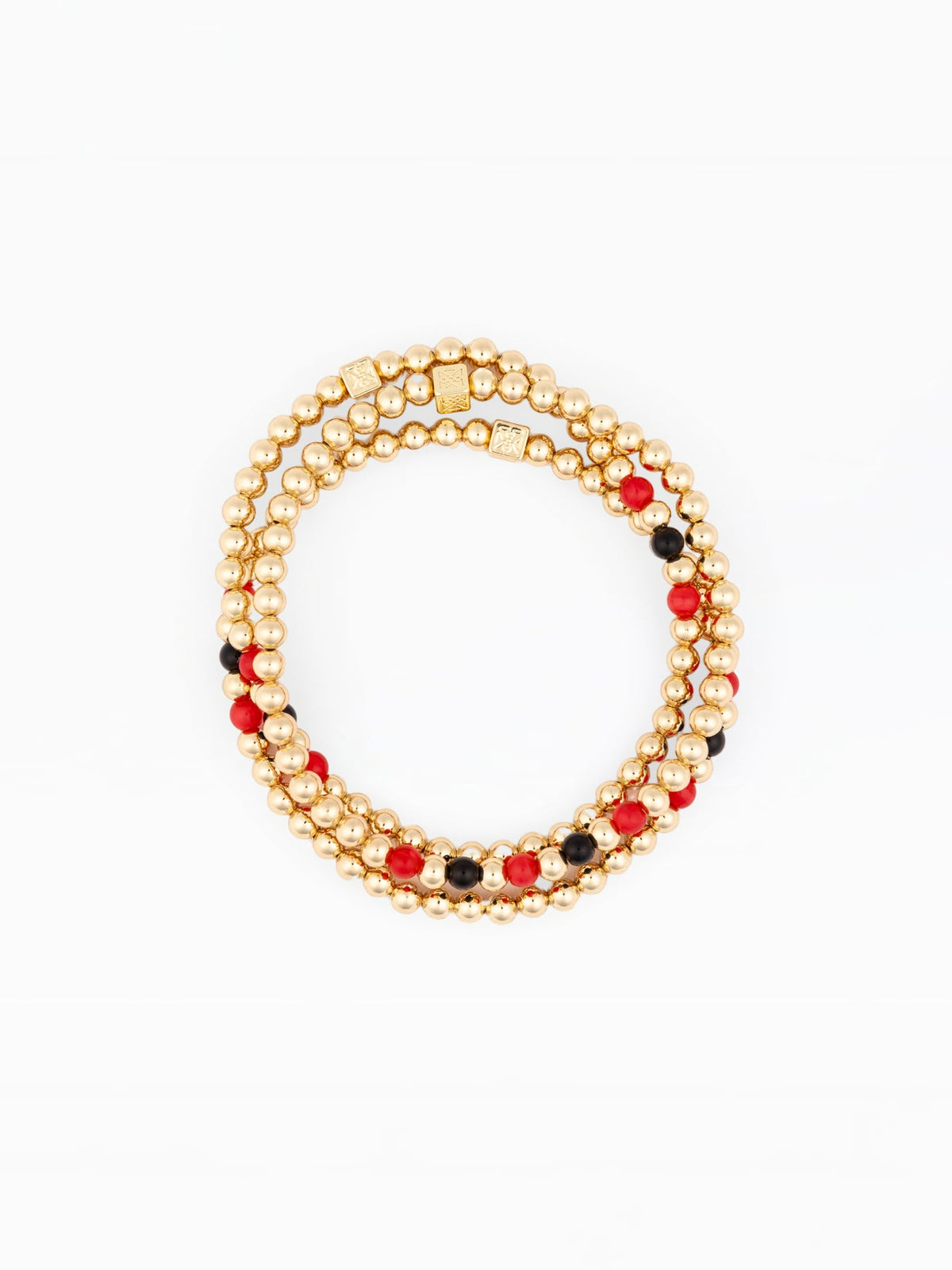 Lidia Beaded Bracelet Set of 3 - Red & Black