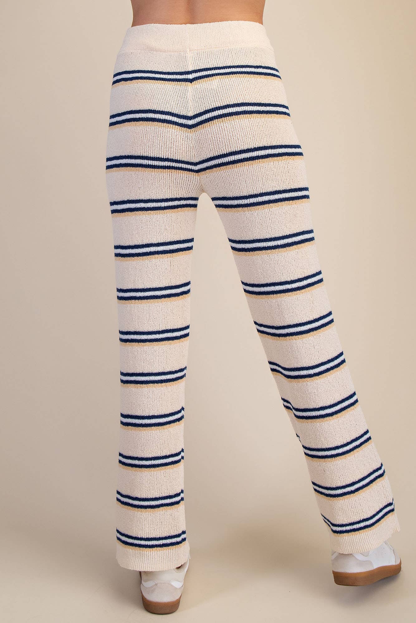 Light Knit High Waist Wide Leg Pants - Ivory - KJ Clothier