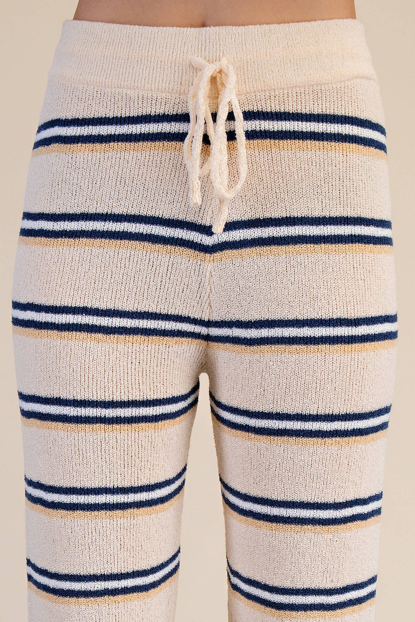 Light Knit High Waist Wide Leg Pants - Ivory - KJ Clothier