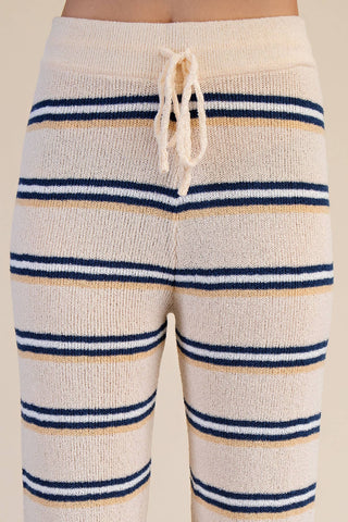 Light Knit High Waist Wide Leg Pants - Ivory - KJ Clothier