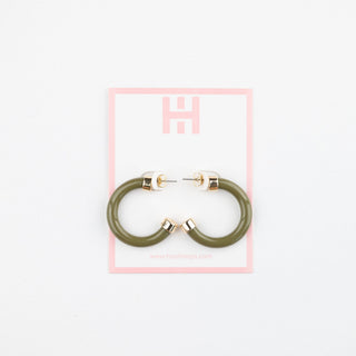 Lightweight Hypoallergenic Small Hoop Earrings - Olive - KJ Clothier
