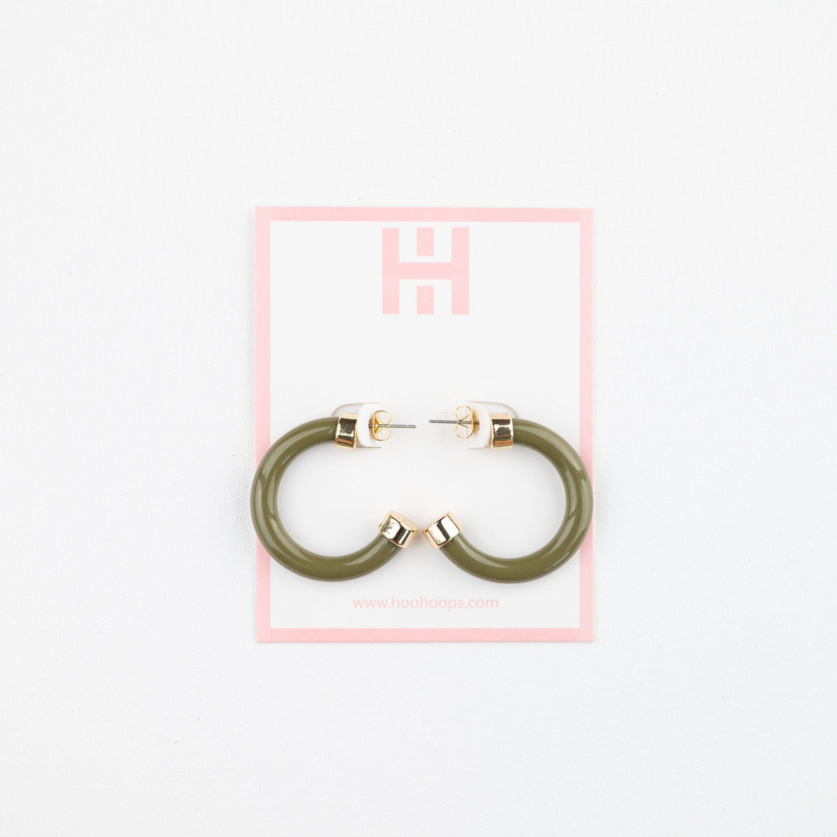 Lightweight Hypoallergenic Small Hoop Earrings - Olive - KJ Clothier