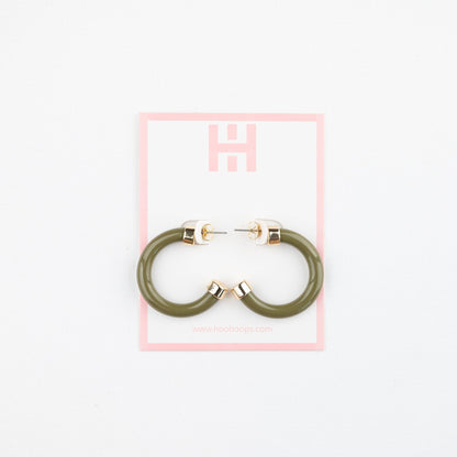 Lightweight Hypoallergenic Small Hoop Earrings - Olive - KJ Clothier