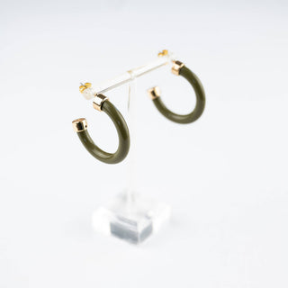 Lightweight Hypoallergenic Small Hoop Earrings - Olive - KJ Clothier