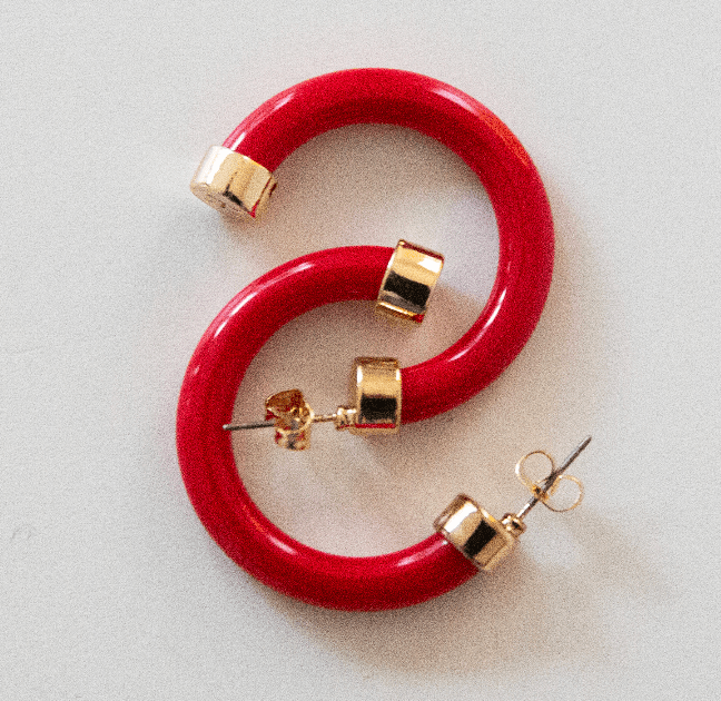 Lightweight Hypoallergenic Small Hoop Earrings - Red - KJ Clothier