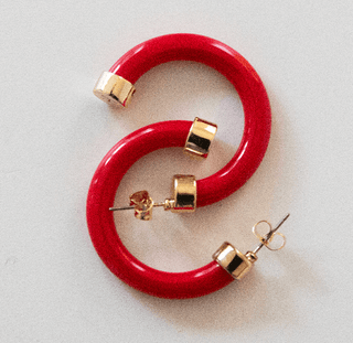 Lightweight Hypoallergenic Small Hoop Earrings - Red - KJ Clothier