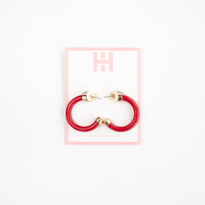 Lightweight Hypoallergenic Small Hoop Earrings - Red - KJ Clothier