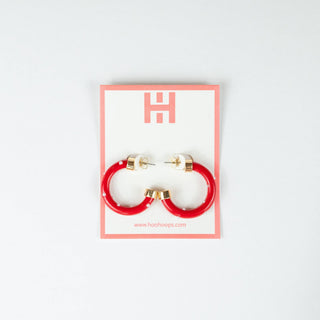 Lightweight Hypoallergenic Small Hoop Earrings - Red with Pearls - KJ Clothier