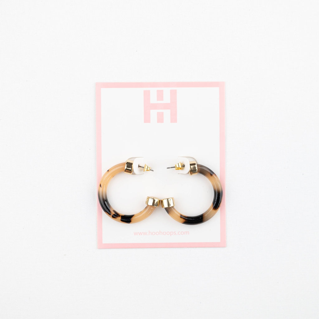 Lightweight Hypoallergenic Small Hoop Earrings - Tortoise Shell - KJ Clothier