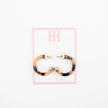 Lightweight Hypoallergenic Small Hoop Earrings - Tortoise Shell - KJ Clothier