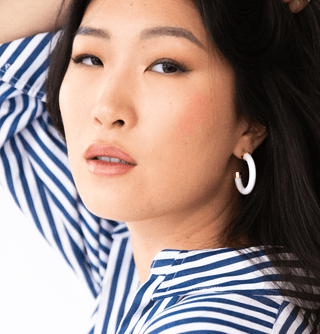 Lightweight Hypoallergenic Small Hoop Earrings - White - KJ Clothier