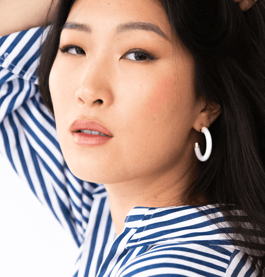 Lightweight Hypoallergenic Small Hoop Earrings - White - KJ Clothier