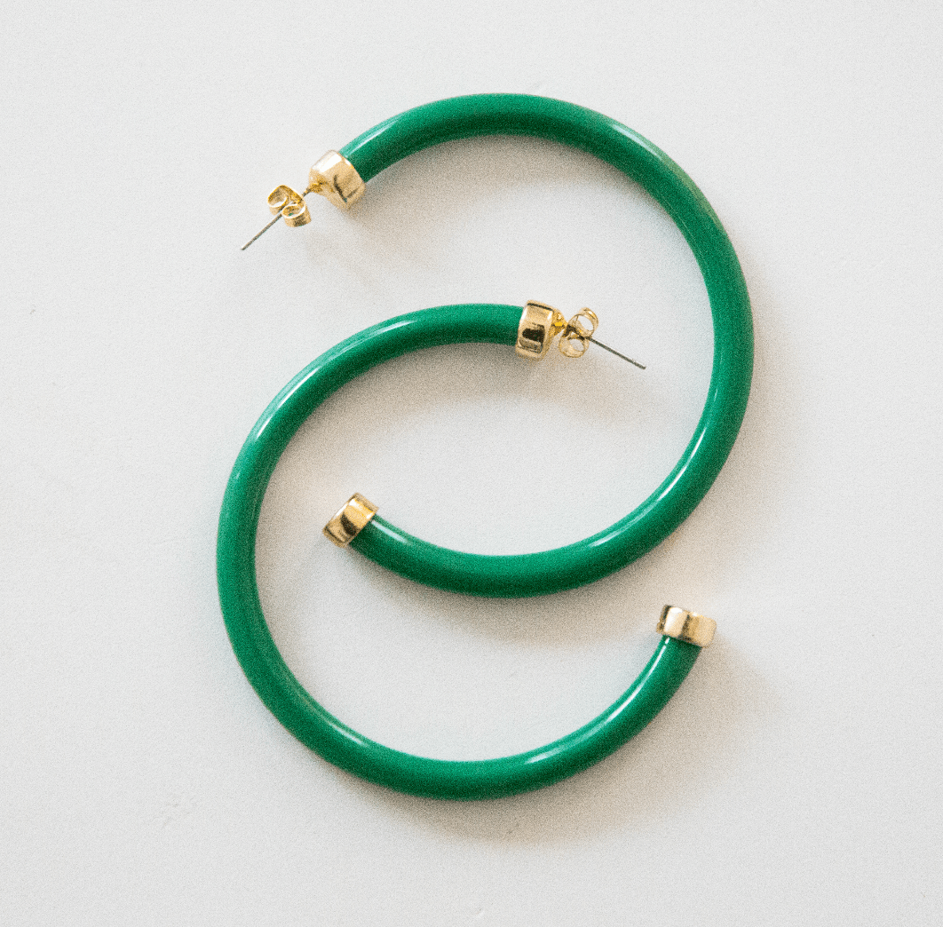Lightweight Large Hoop Earrings - Kelly Green - KJ Clothier