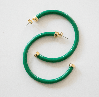 Lightweight Large Hoop Earrings - Kelly Green - KJ Clothier