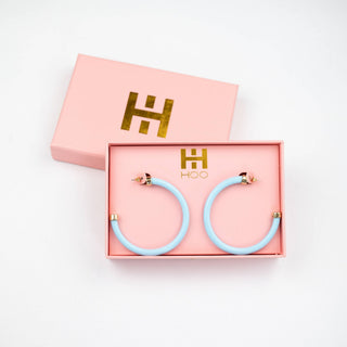 Lightweight Large Hoop Earrings - Light Blue - KJ Clothier