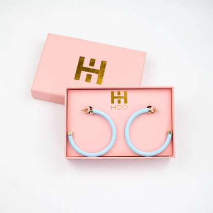 Lightweight Large Hoop Earrings - Light Blue - KJ Clothier