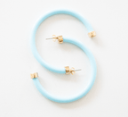 Lightweight Large Hoop Earrings - Light Blue - KJ Clothier