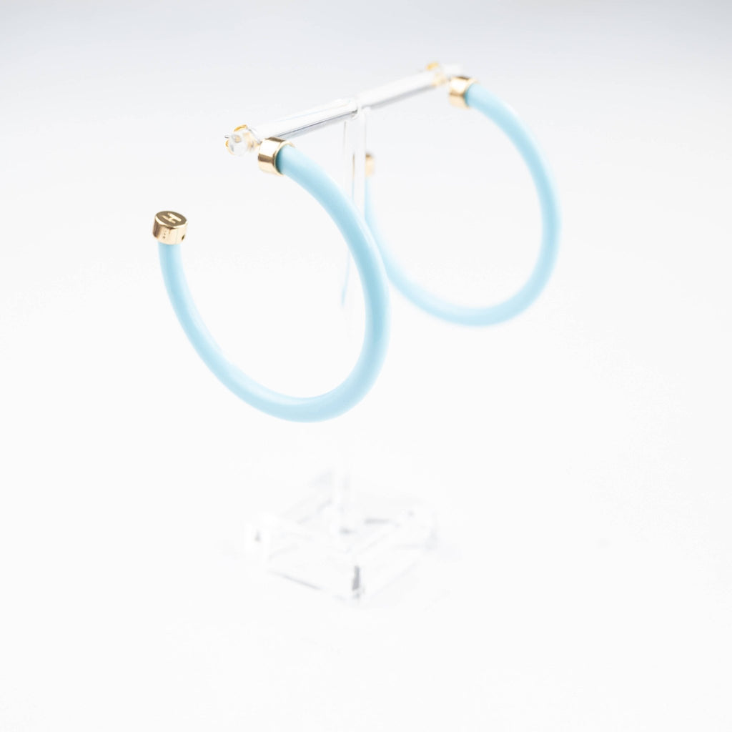 Lightweight Large Hoop Earrings - Light Blue - KJ Clothier