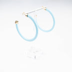 Lightweight Large Hoop Earrings - Light Blue - KJ Clothier