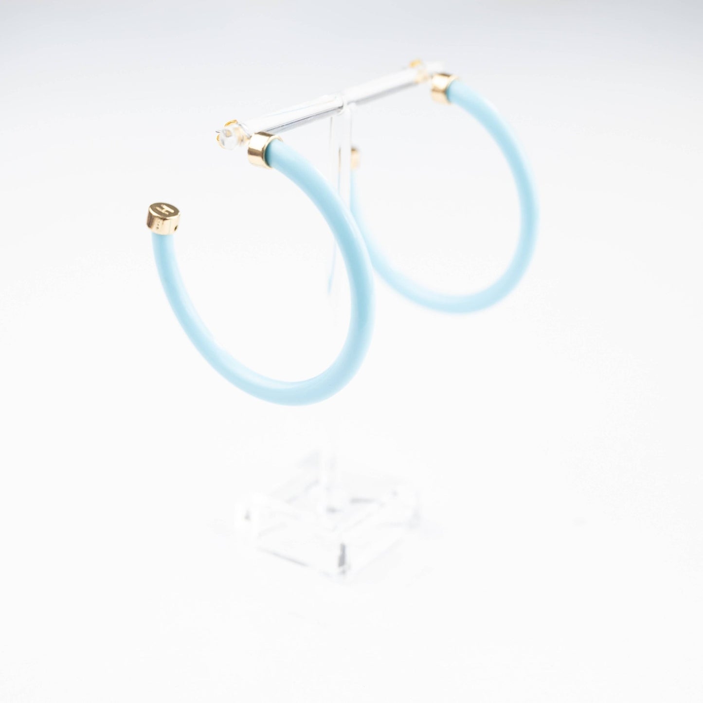 Lightweight Large Hoop Earrings - Light Blue - KJ Clothier