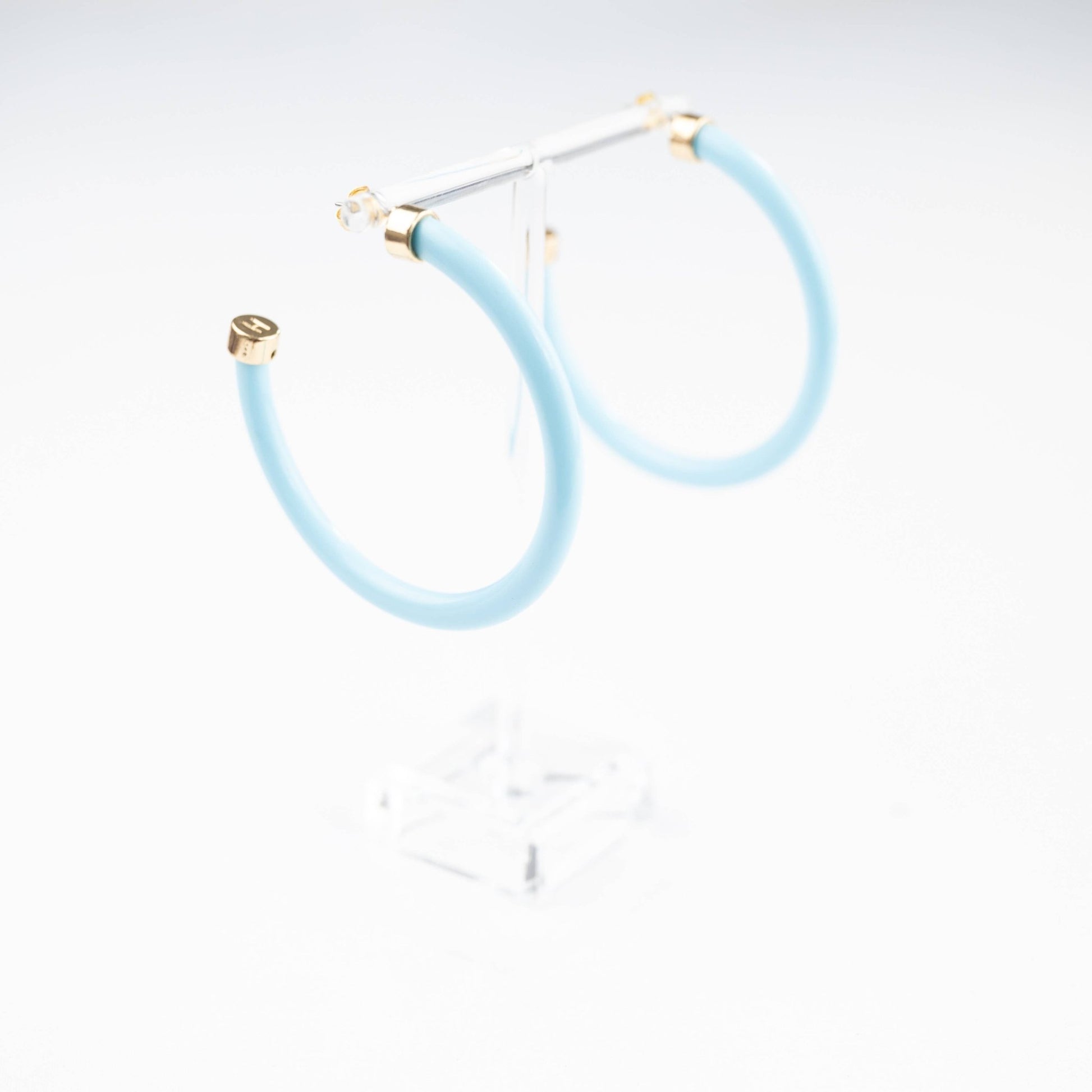 Lightweight Large Hoop Earrings - Light Blue - KJ Clothier