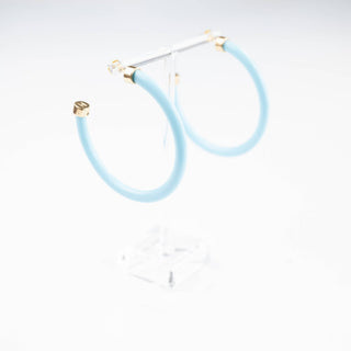 Lightweight Large Hoop Earrings - Light Blue - KJ Clothier