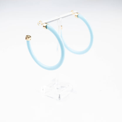Lightweight Large Hoop Earrings - Light Blue - KJ Clothier