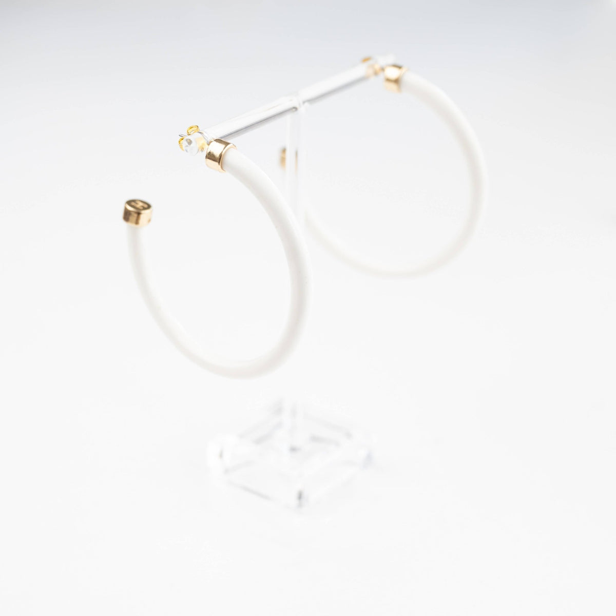 Lightweight Large Hoop Earrings - White - KJ Clothier