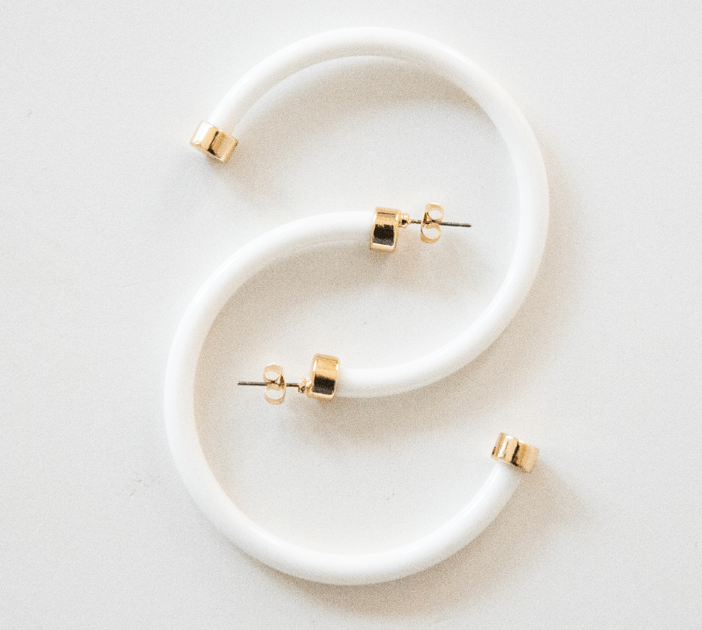 Lightweight Large Hoop Earrings - White - KJ Clothier