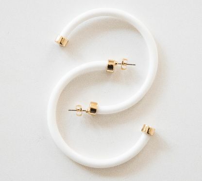 Lightweight Large Hoop Earrings - White - KJ Clothier