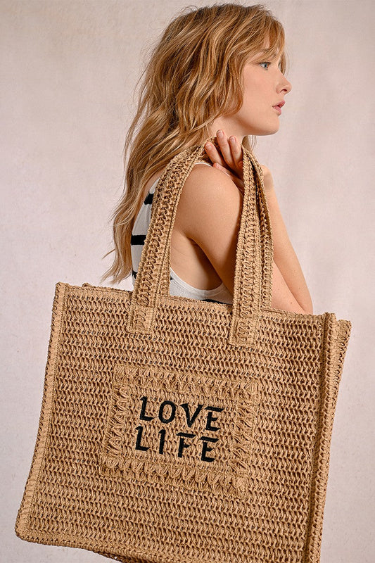 Love Life Basket Bag - Beige