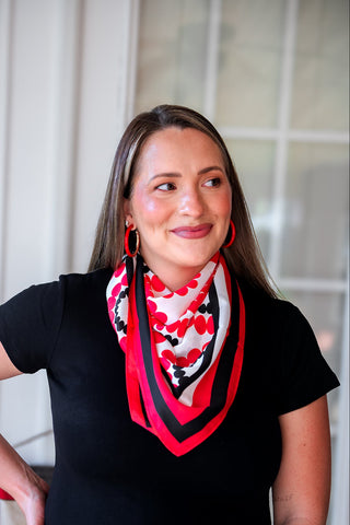 Lucy Floral Scarf Large - Red & Black