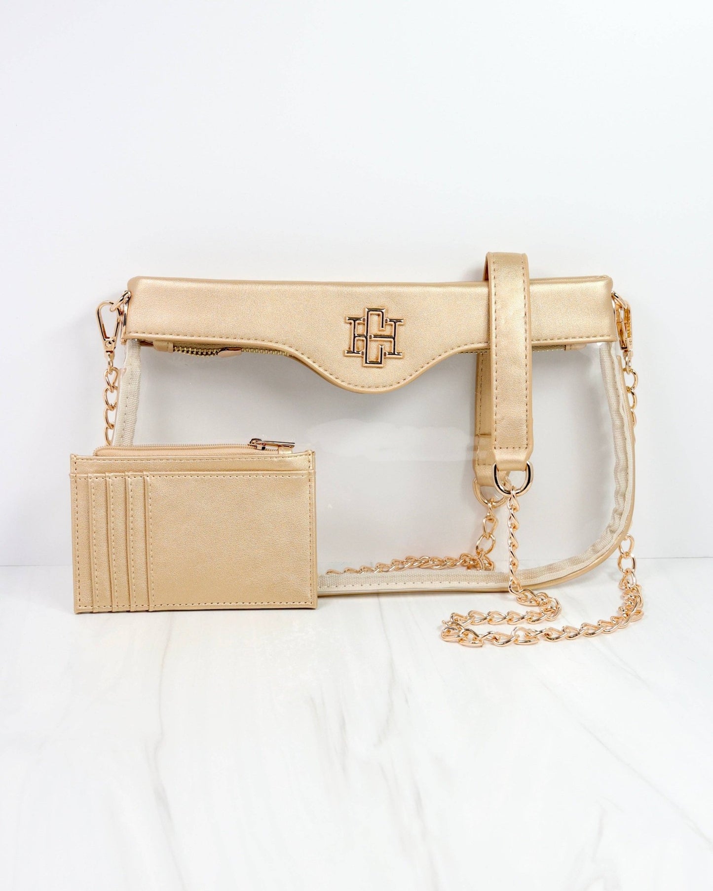 Madi Clear Crossbody Gold - KJ Clothier