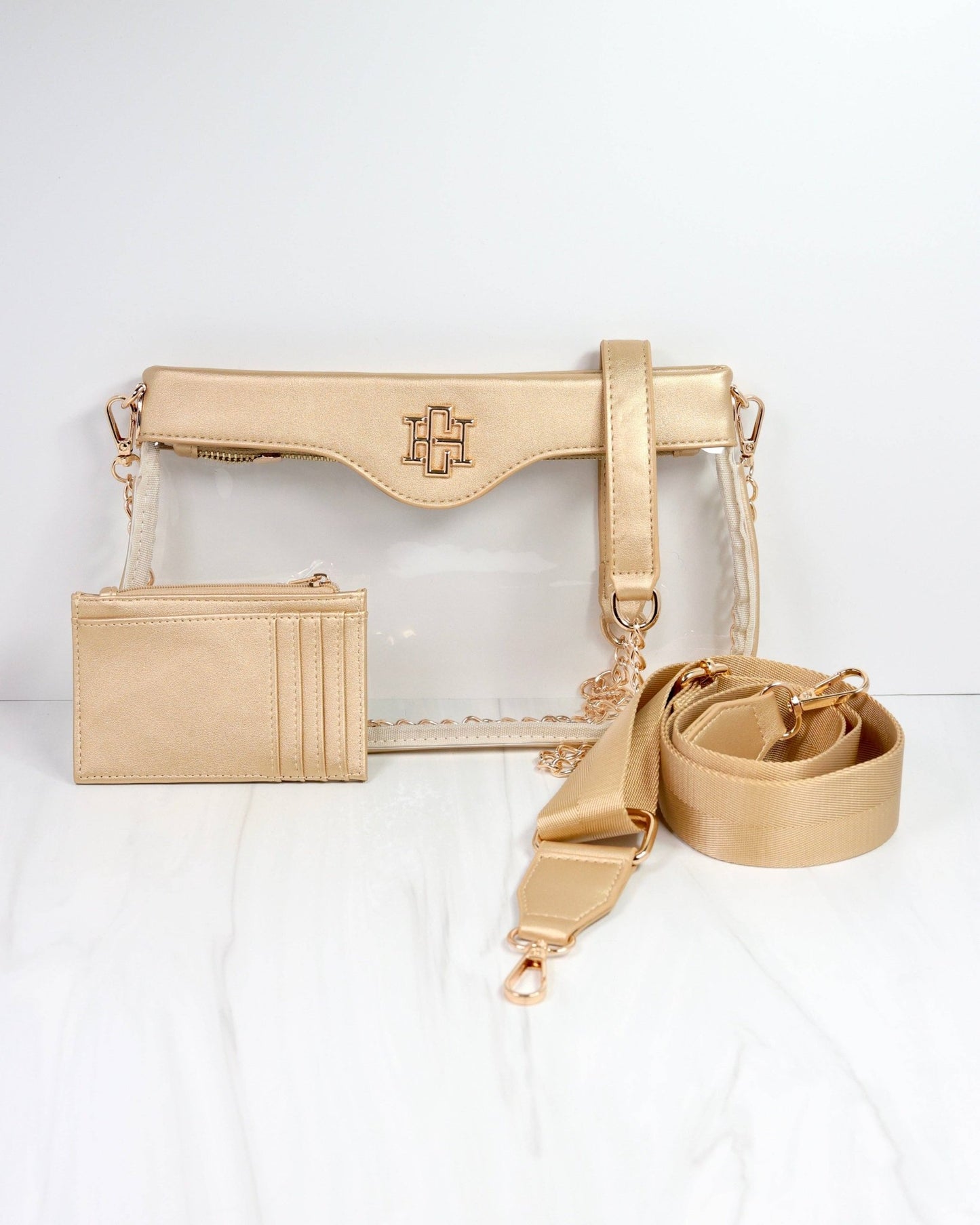 Madi Clear Crossbody Gold - KJ Clothier