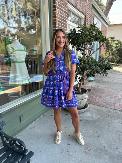 Mary Square - Addison Dress - Petal Keepsake Blue - KJ Clothier