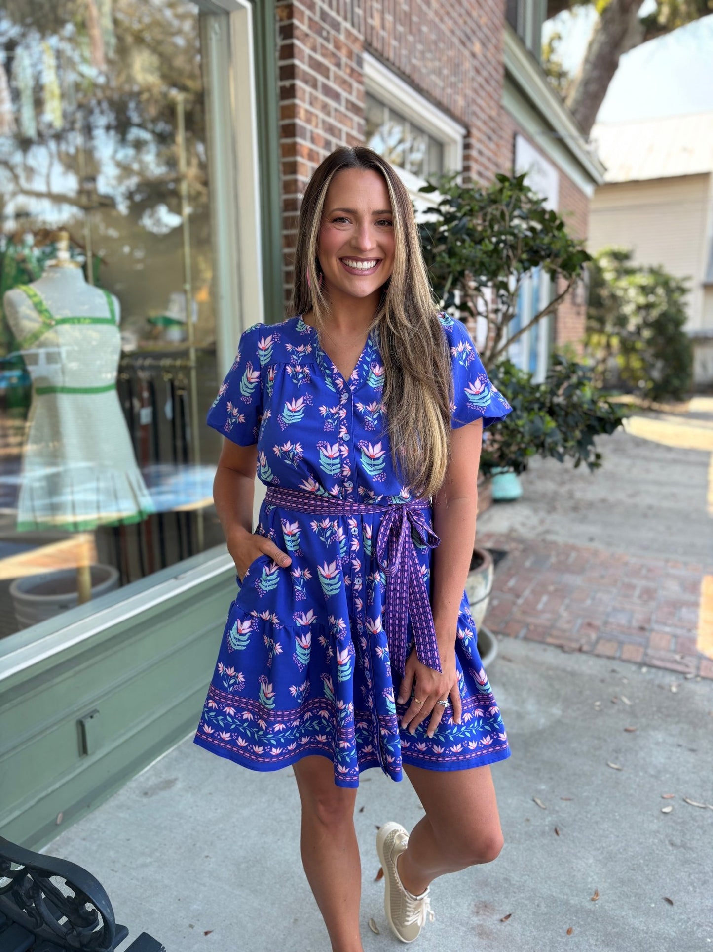 Mary Square - Addison Dress - Petal Keepsake Blue - KJ Clothier