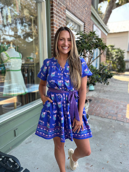 Mary Square - Addison Dress - Petal Keepsake Blue - KJ Clothier