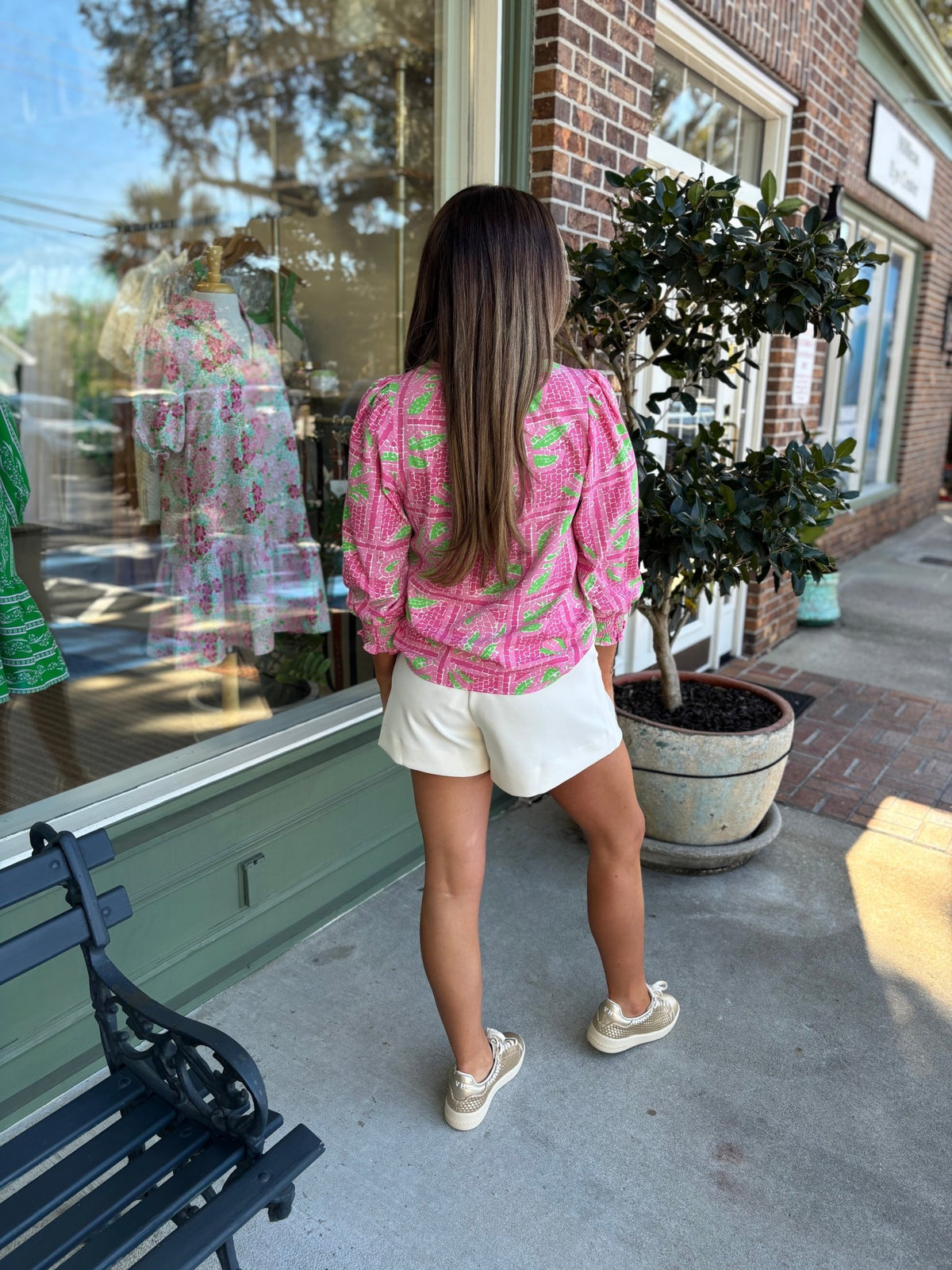Mary Square - Ashley Top - Trellis Tiles Pink - KJ Clothier