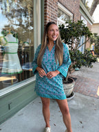 Mary Square - Brenda Dress - Sunshower Flora Ocean - KJ Clothier