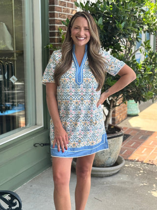 Mary Square - Brenda Short Sleeve Dress - Ashdown Abbey - KJ Clothier